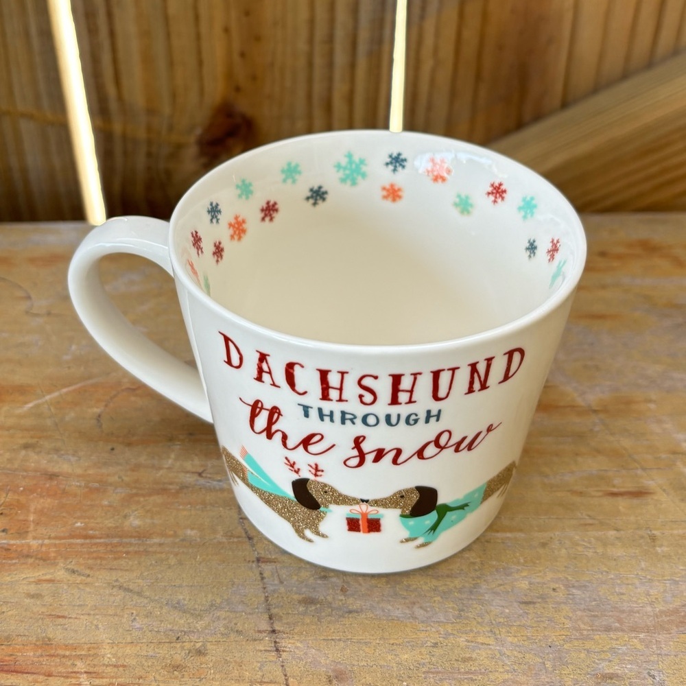 Cooksmart England Fine China Dachshund Through The Snow Coffee Tea Cocoa Mug